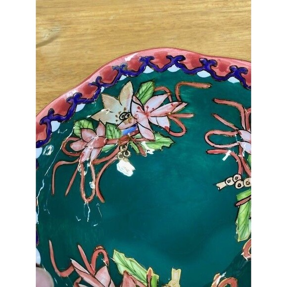 Jacks & Perkins Decorative Ceramic Hand Painted Scalloped Rim Bowl with Flowers - Picture 3 of 14